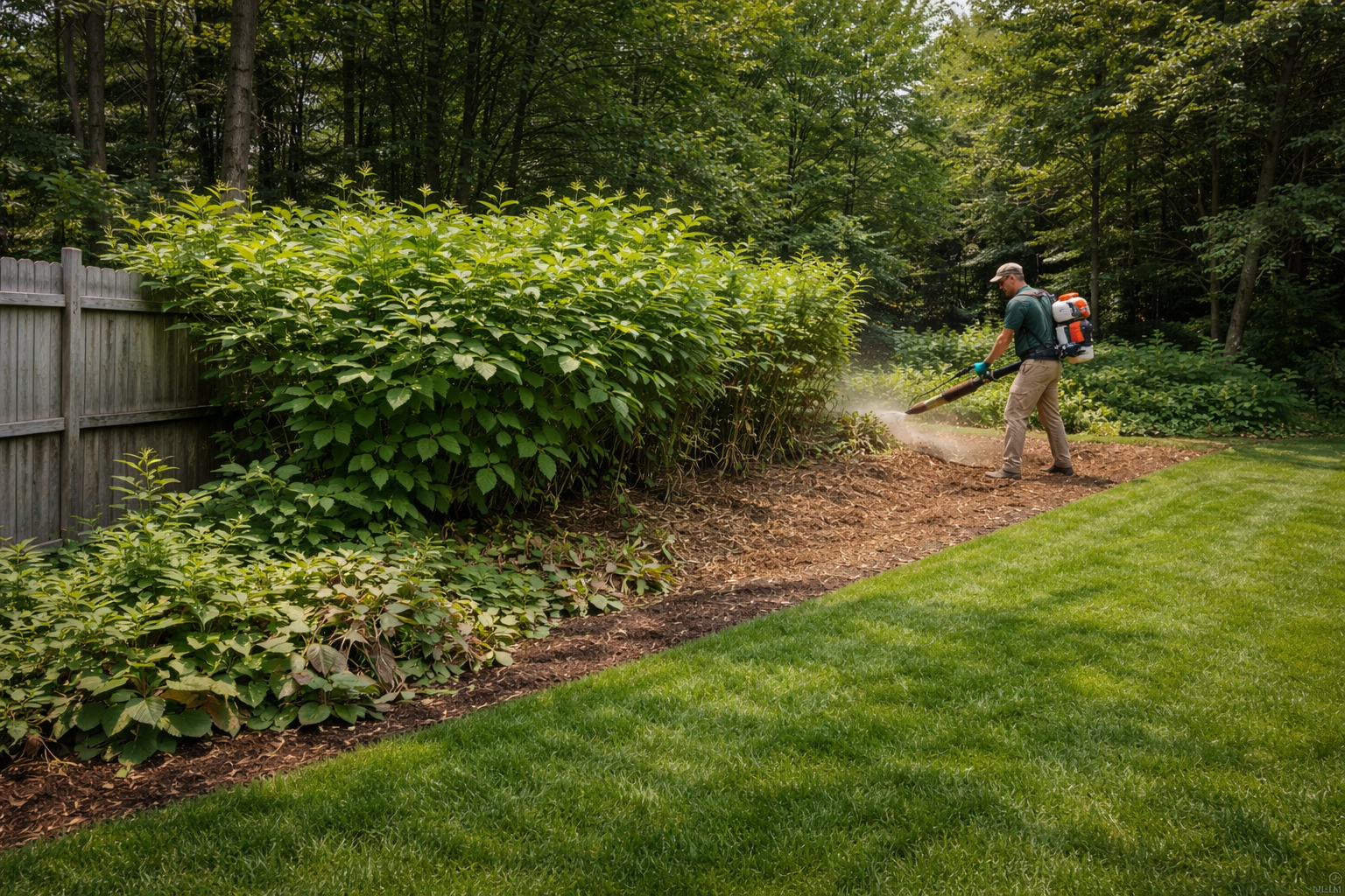 Japanese knotweed removal at a residential property in Charlestown Rhode Island