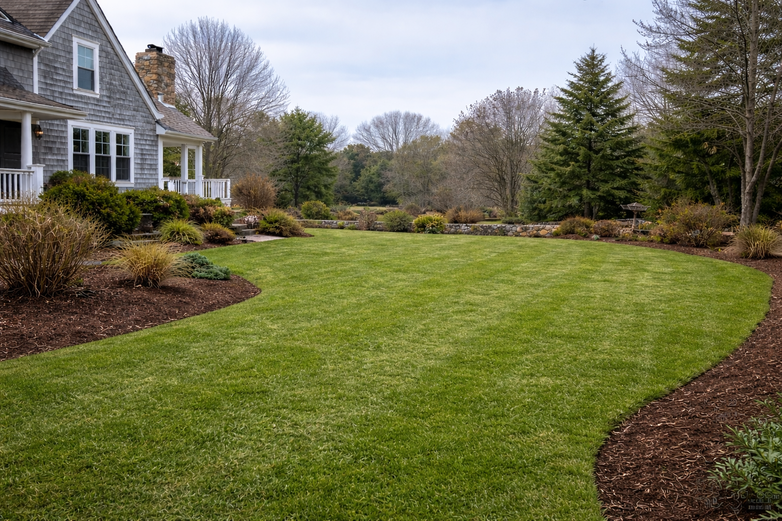 Residential property after spring cleanup in North Kingstown Rhode Island