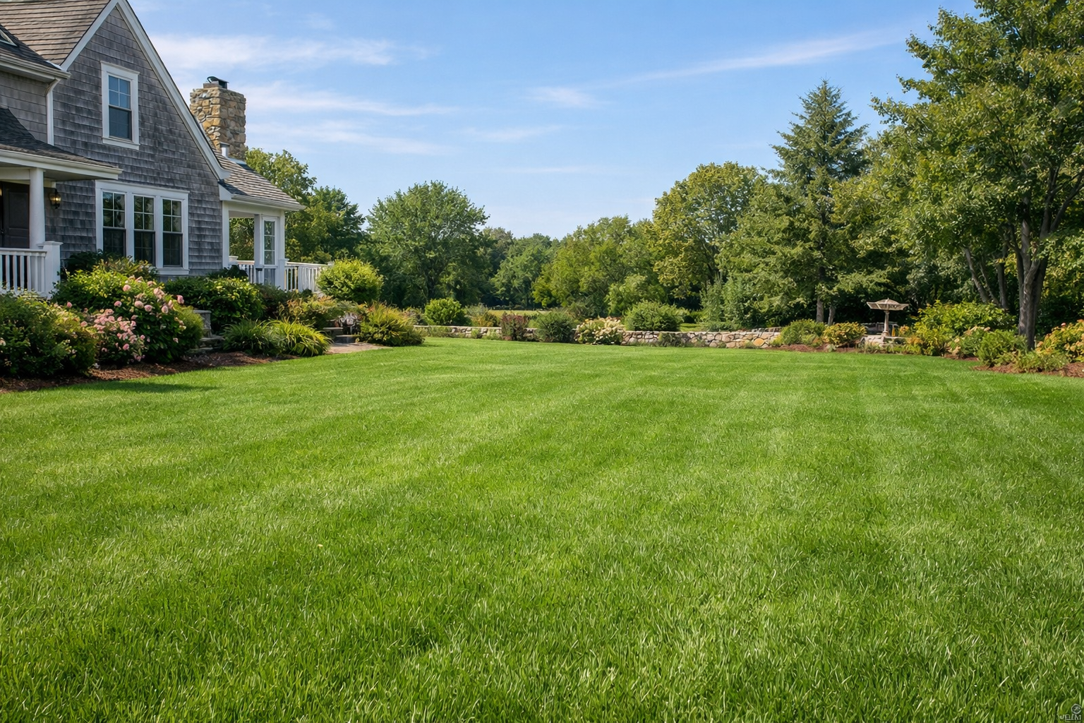 Lawn fertilization results at a residential property in South Kingstown Rhode Island